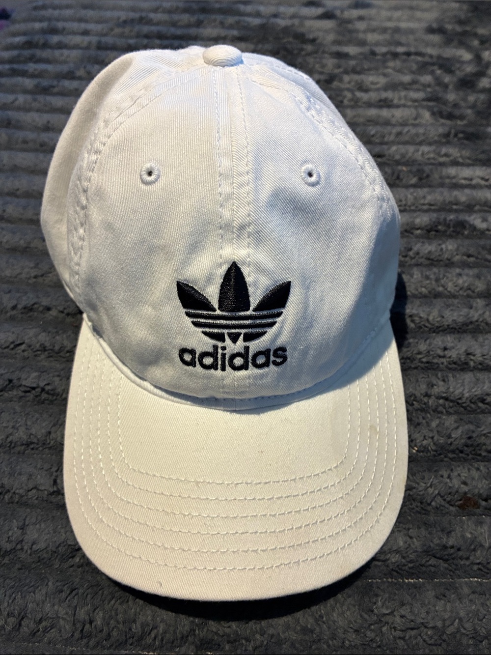 adidas White Baseball Cap with Black Trefoil Logo